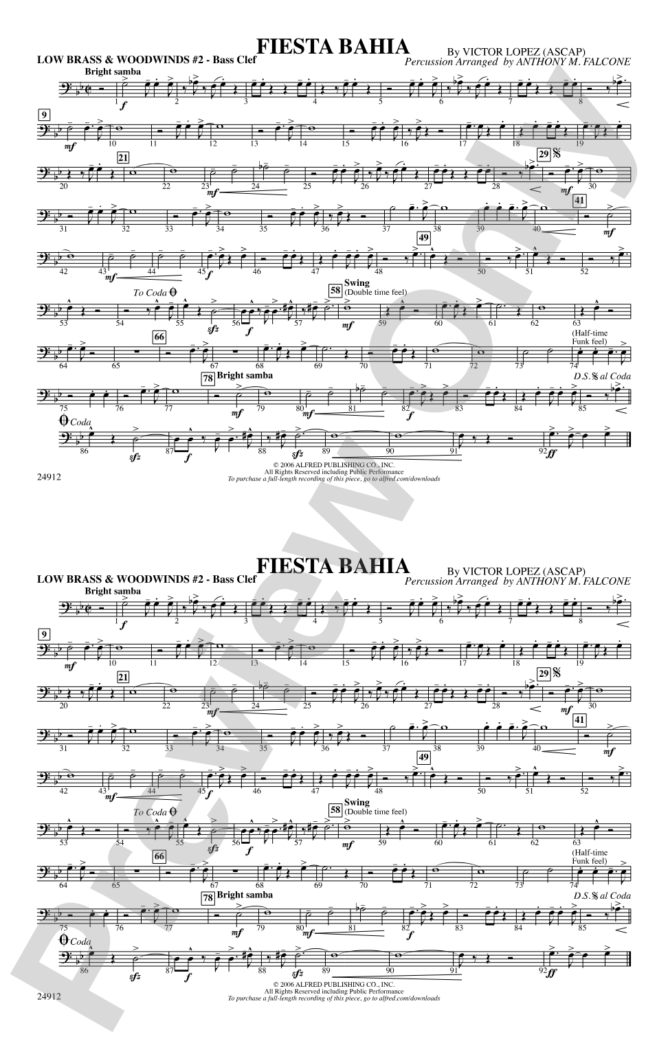 Fiesta Bahia: Low Brass & Woodwinds #2 - Bass Clef