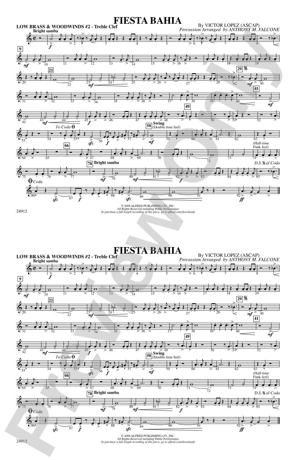 Fiesta Bahia: Low Brass & Woodwinds #2 - Treble Clef