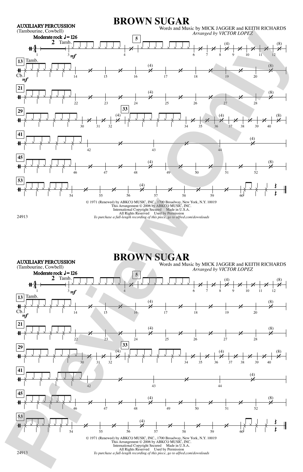 Brown Sugar: Auxiliary Percussion