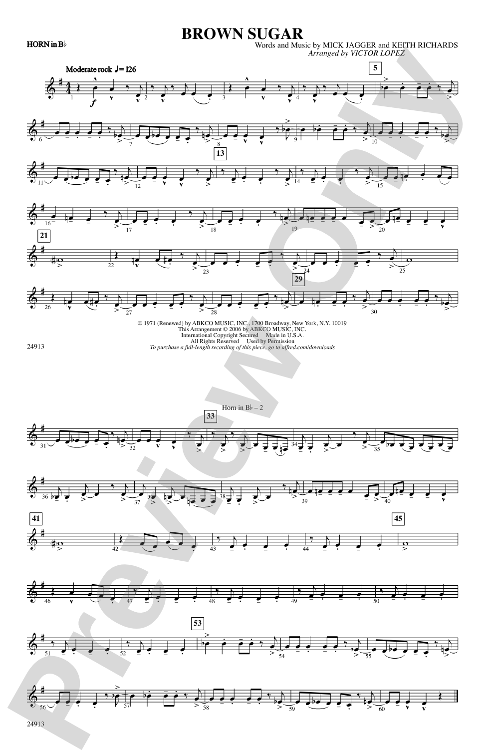 Brown Sugar: Horn in B flat