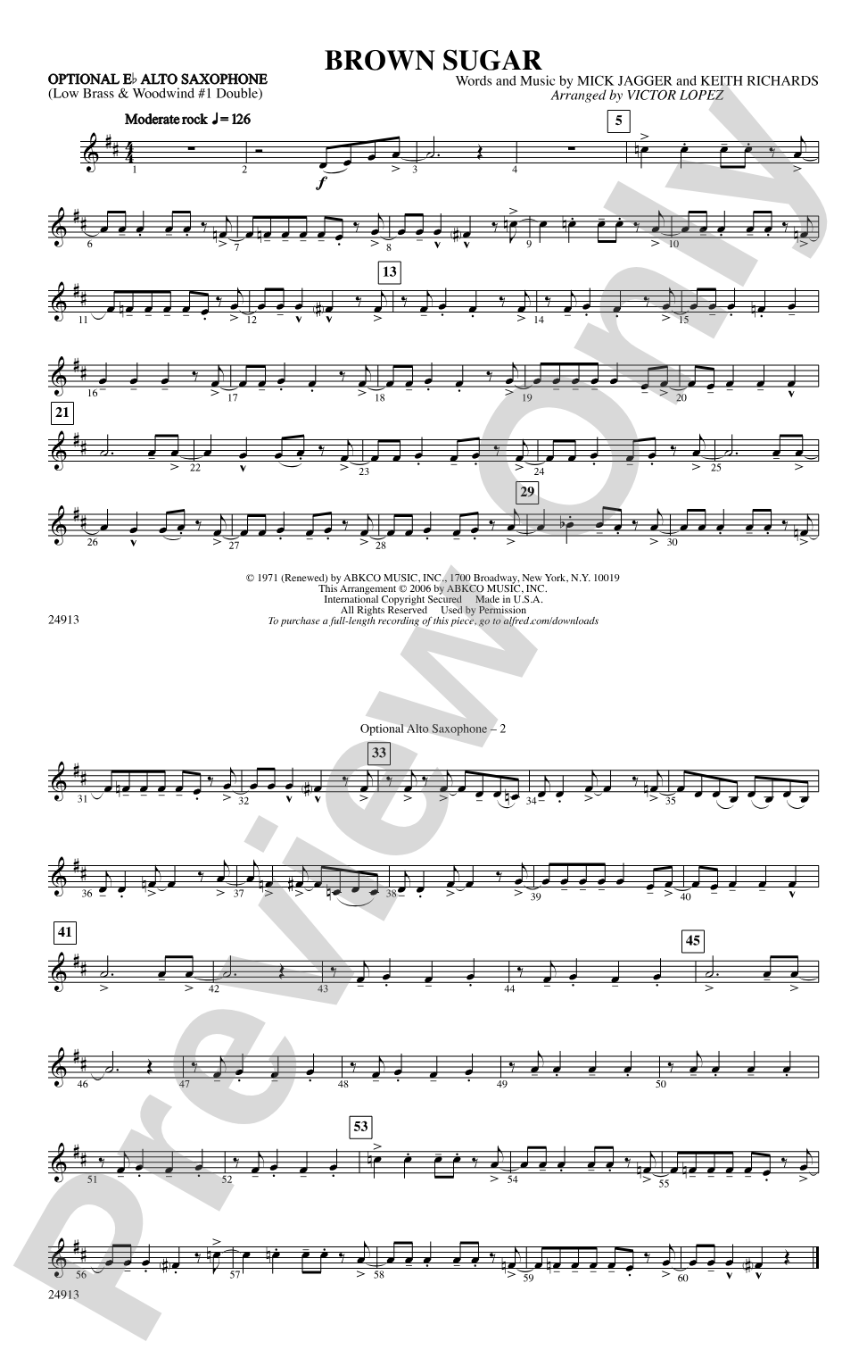 Brown Sugar: Optional Alto Sax