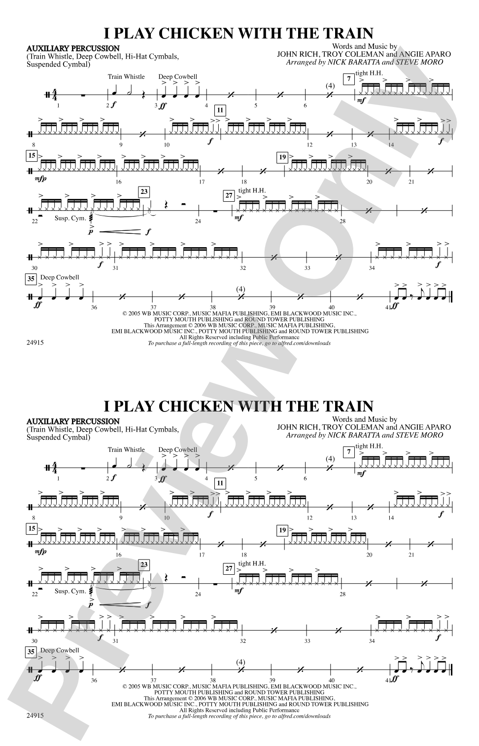 I Play Chicken with the Train: Auxiliary Percussion