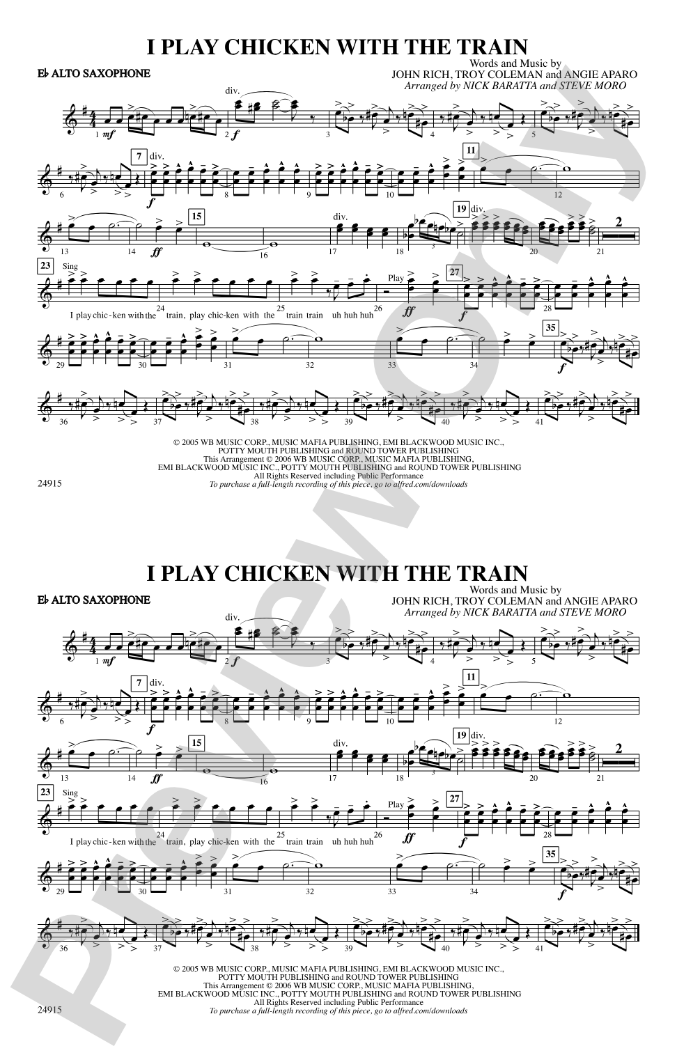 I Play Chicken with the Train: E-flat Alto Saxophone