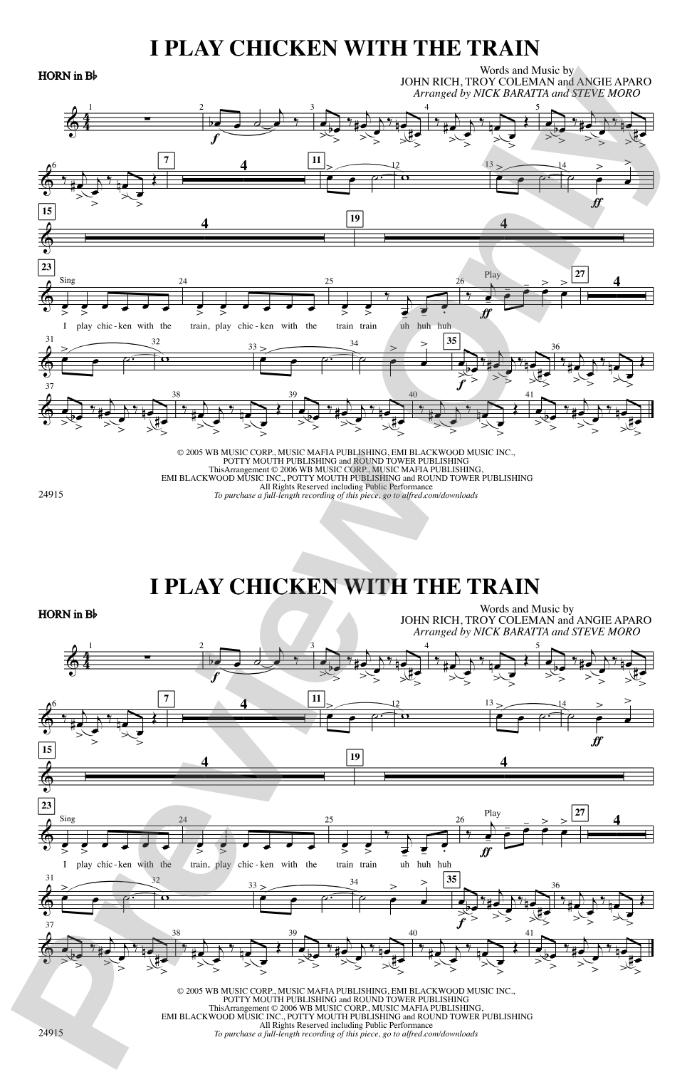 I Play Chicken with the Train: Horn in B flat