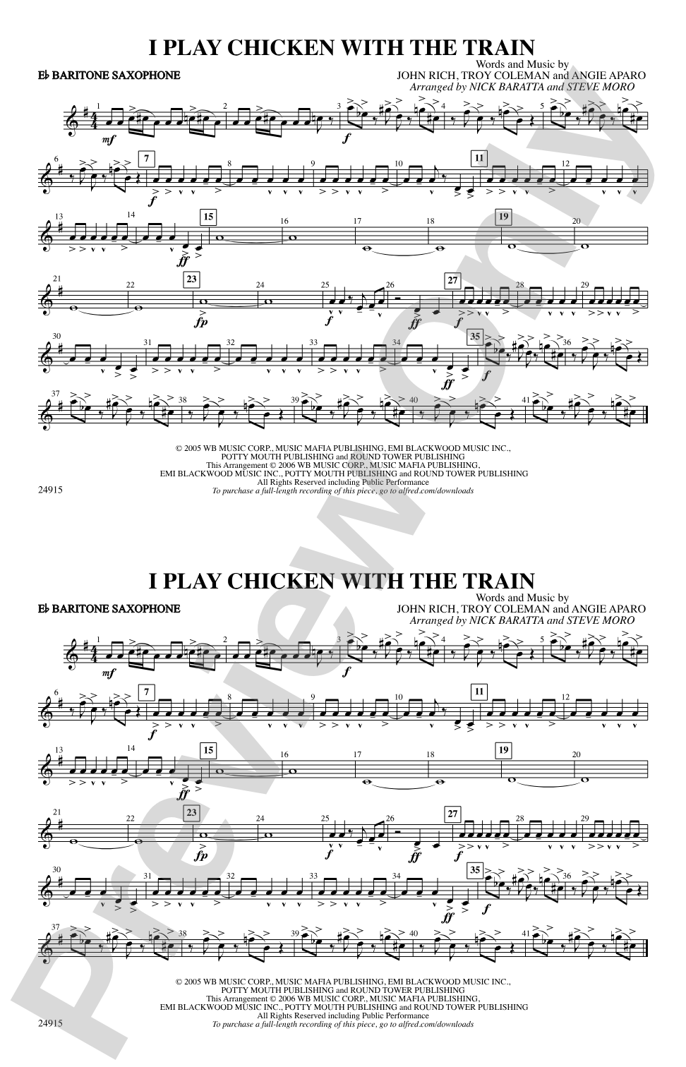 I Play Chicken with the Train: E-flat Baritone Saxophone