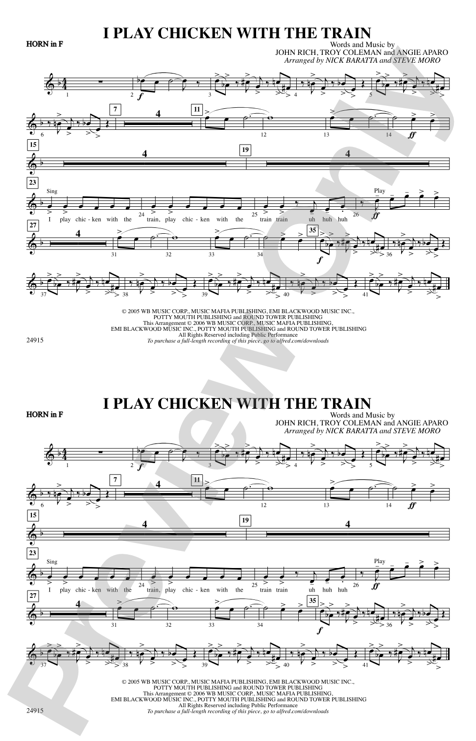 I Play Chicken with the Train: 1st F Horn