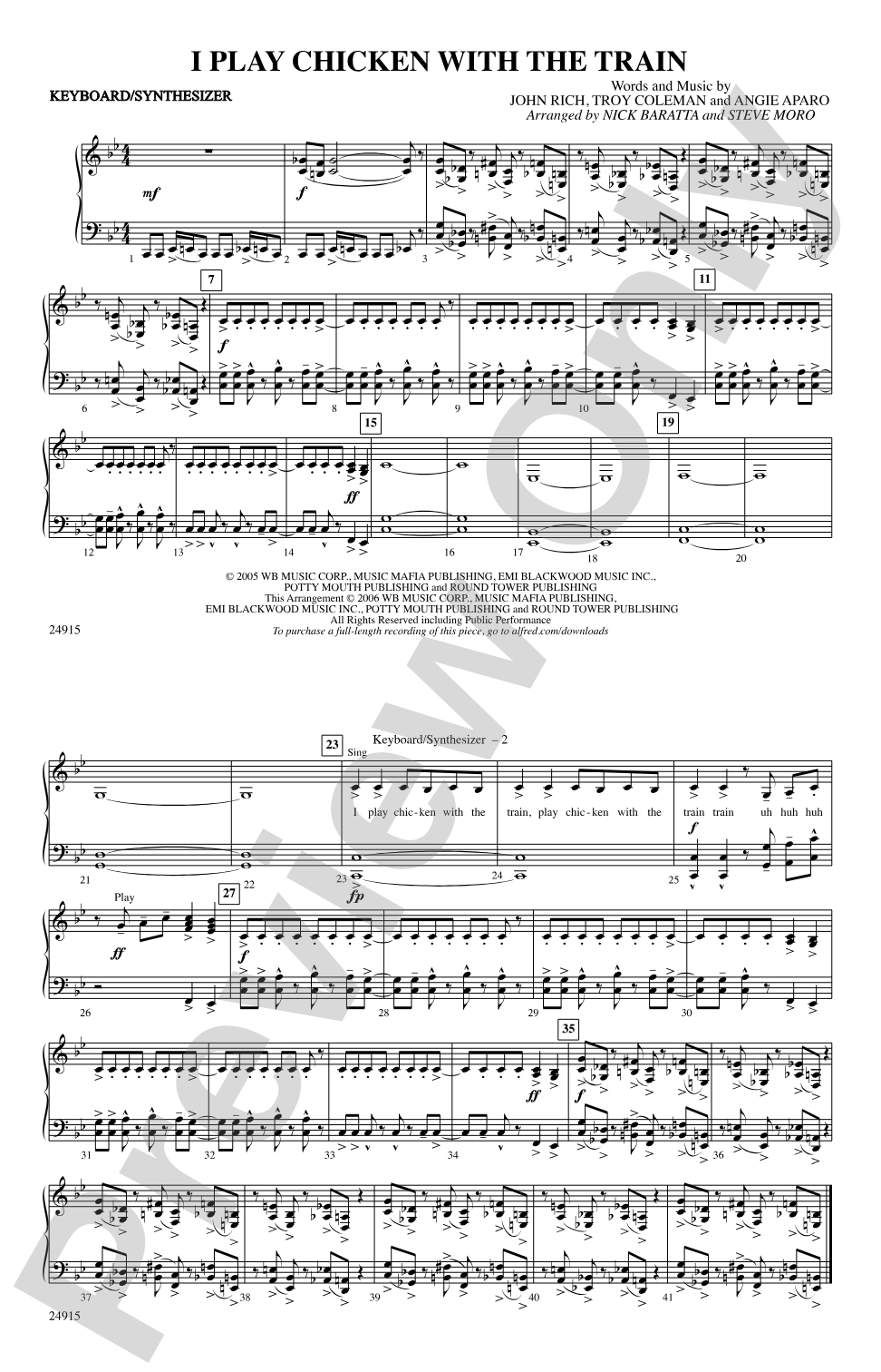 I Play Chicken with the Train: Keyboard/Synthesizer