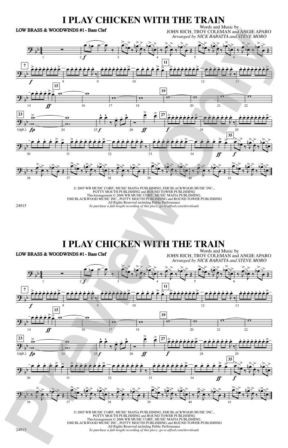 I Play Chicken with the Train: Low Brass & Woodwinds #1 - Bass Clef