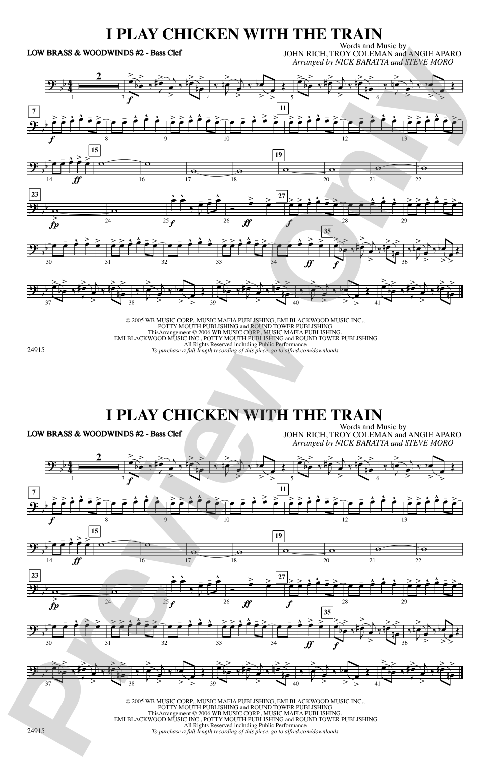 I Play Chicken with the Train: Low Brass & Woodwinds #2 - Bass Clef