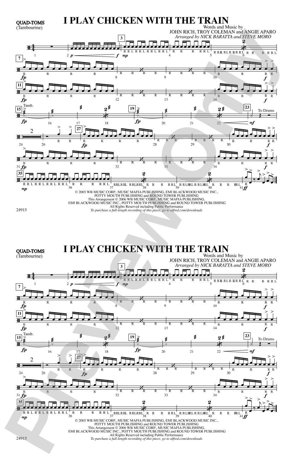 I Play Chicken with the Train: Quad-Toms