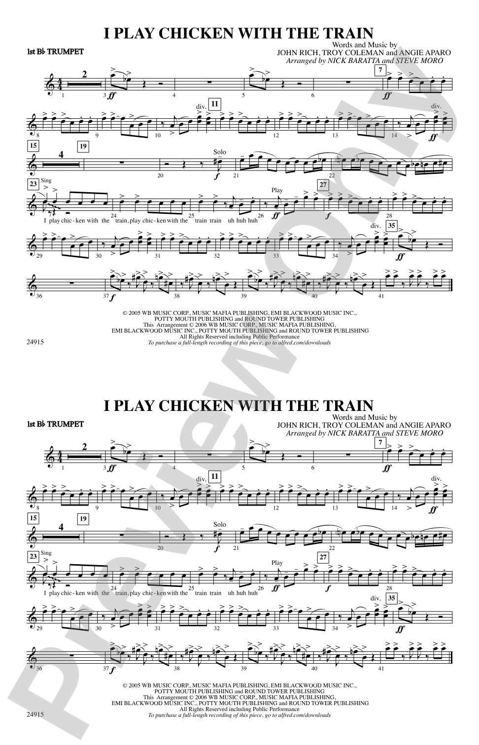 I Play Chicken with the Train: 1st B-flat Trumpet