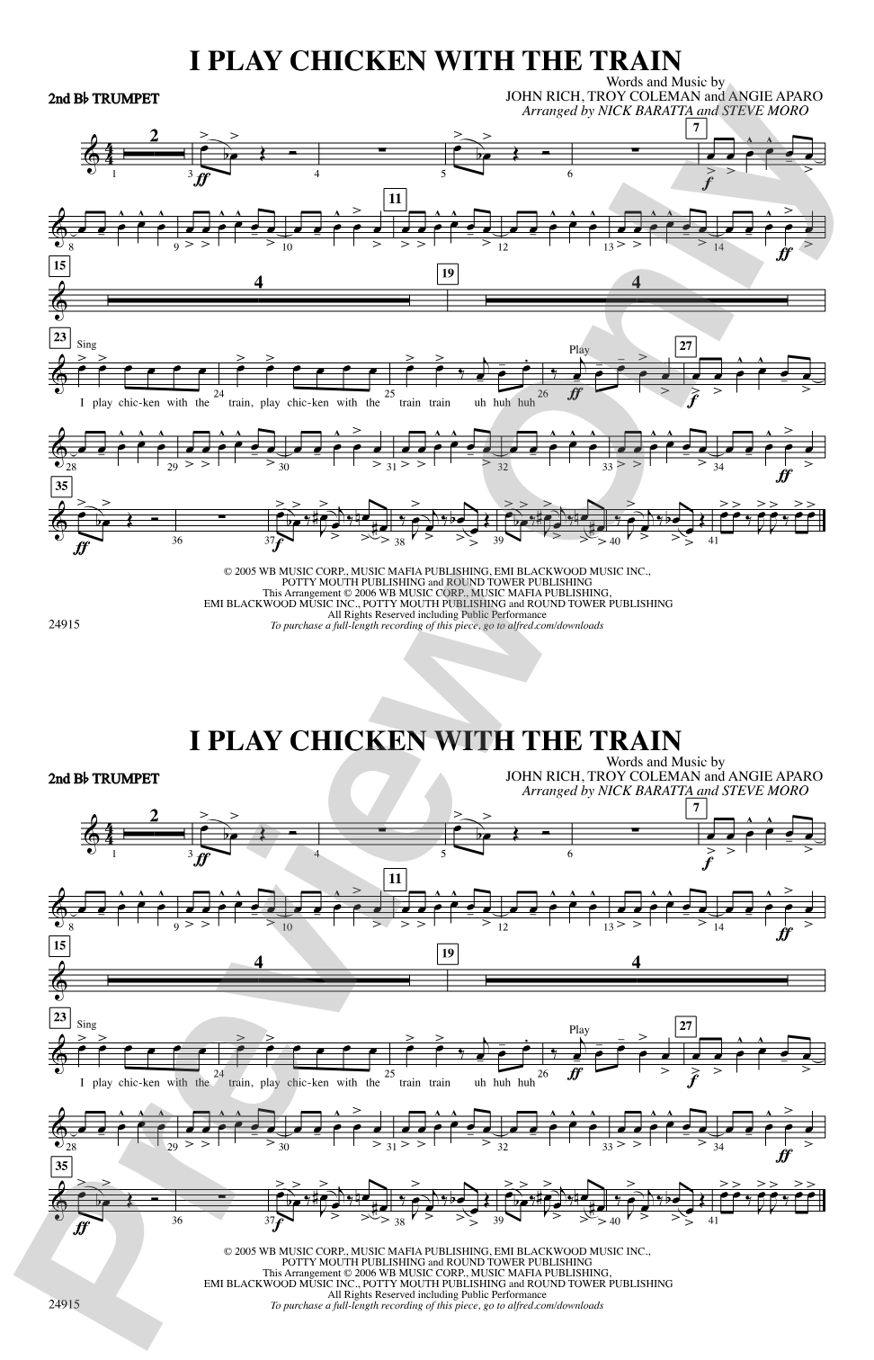 I Play Chicken with the Train: 2nd B-flat Trumpet