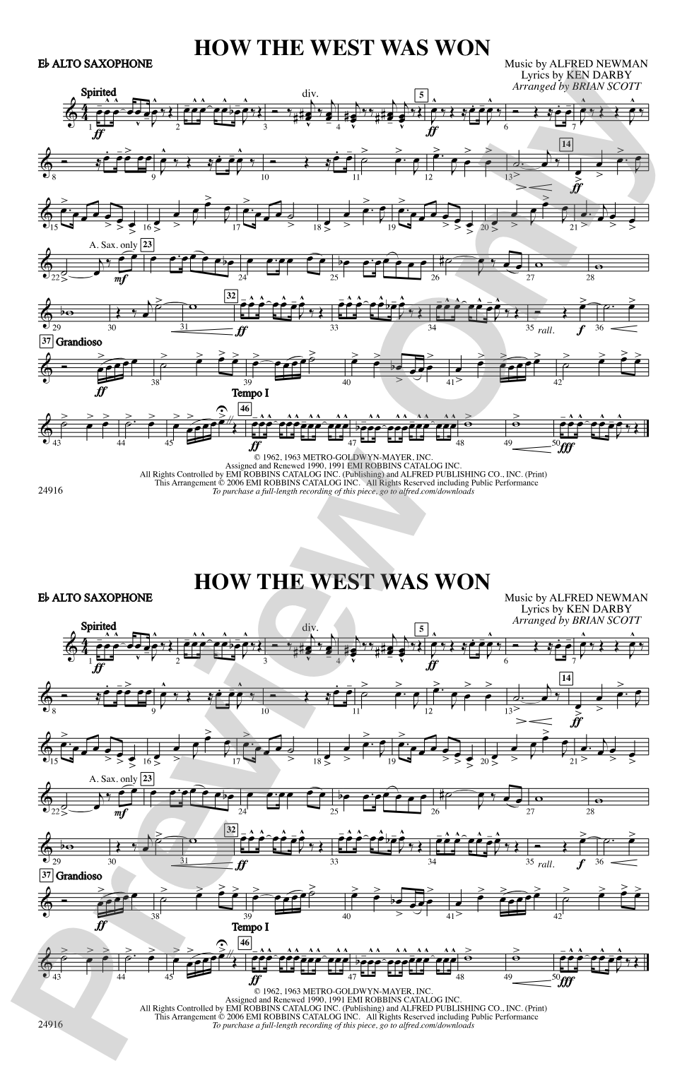 How the West Was Won: E-flat Alto Saxophone