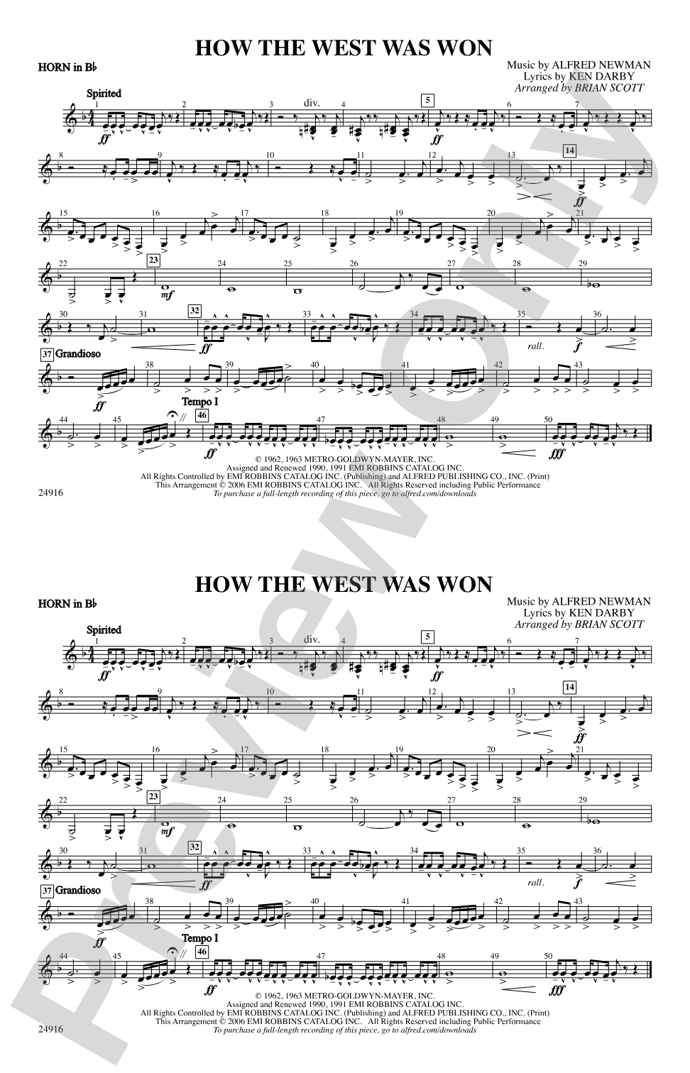 How the West Was Won: Horn in B flat