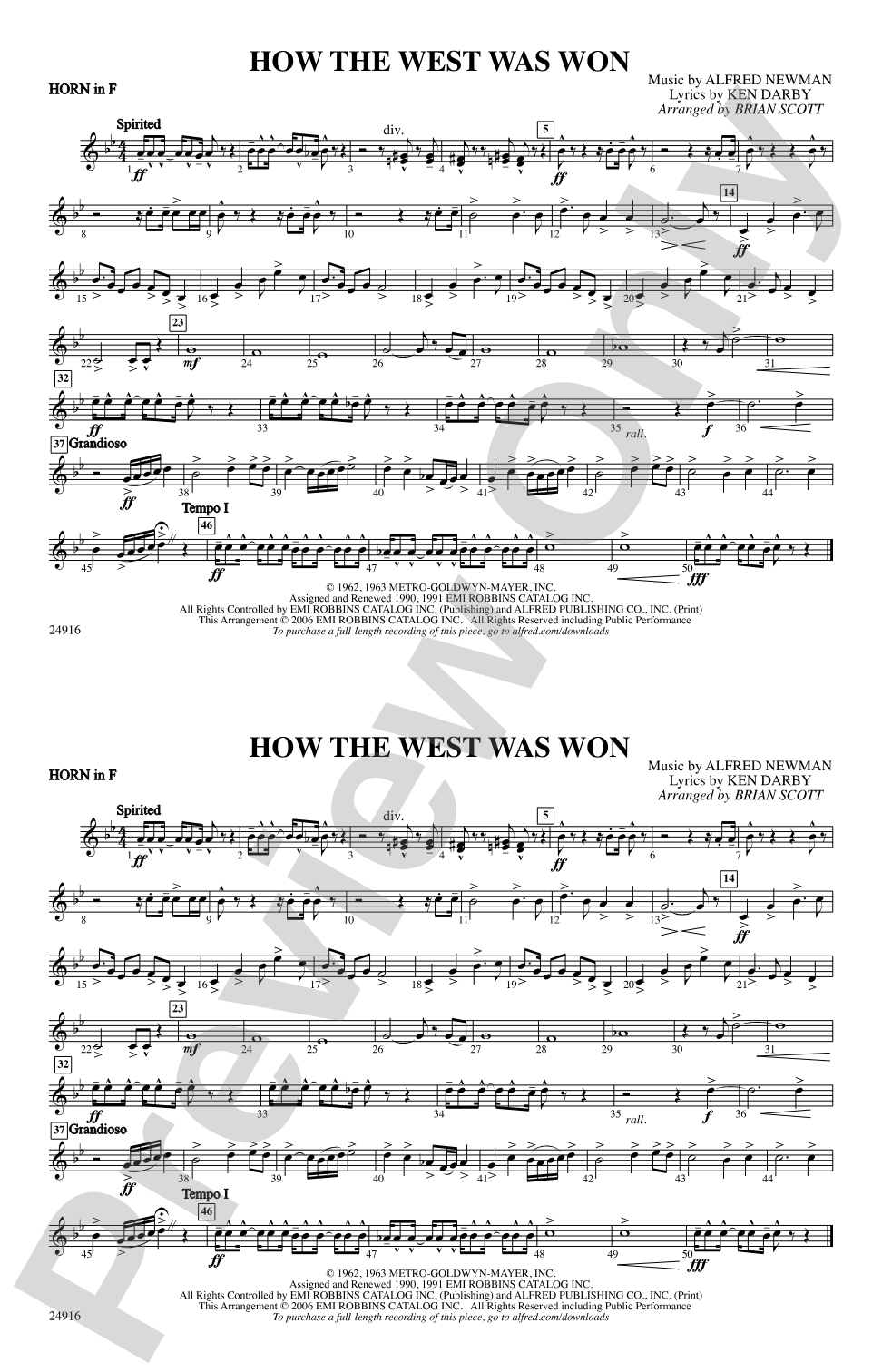 How the West Was Won: 1st F Horn
