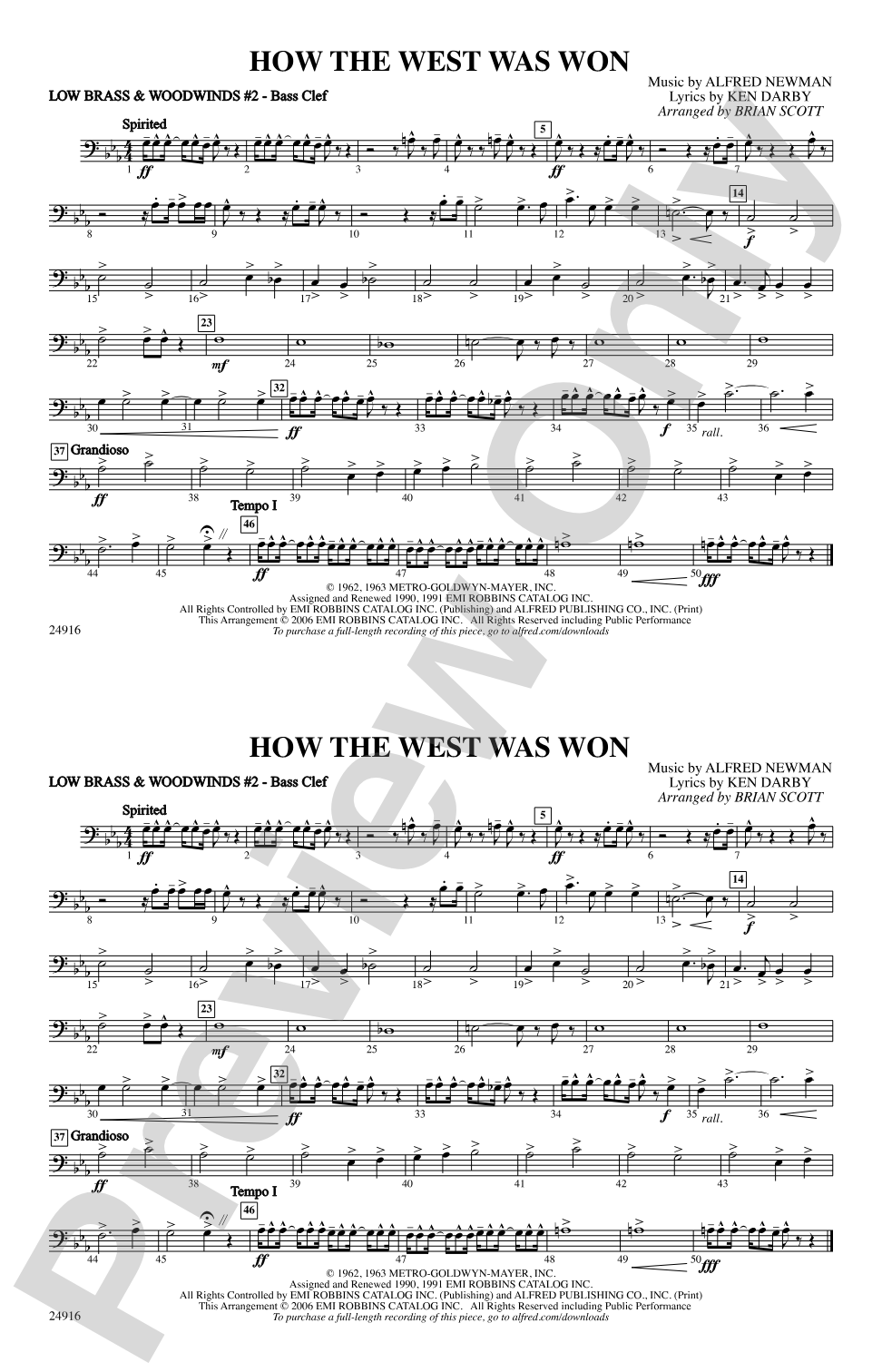 How the West Was Won: Low Brass & Woodwinds #2 - Bass Clef