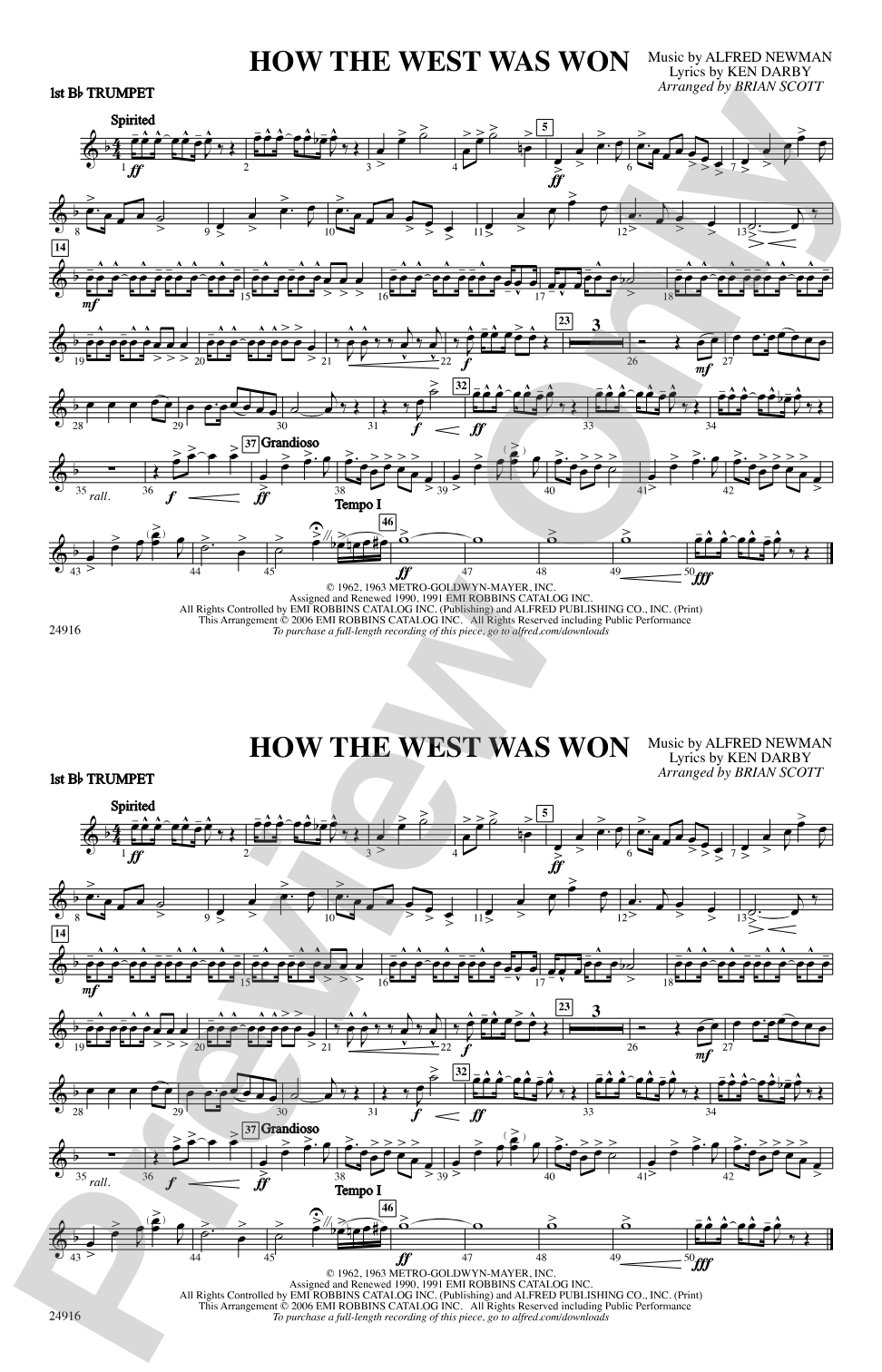 How the West Was Won: 1st B-flat Trumpet