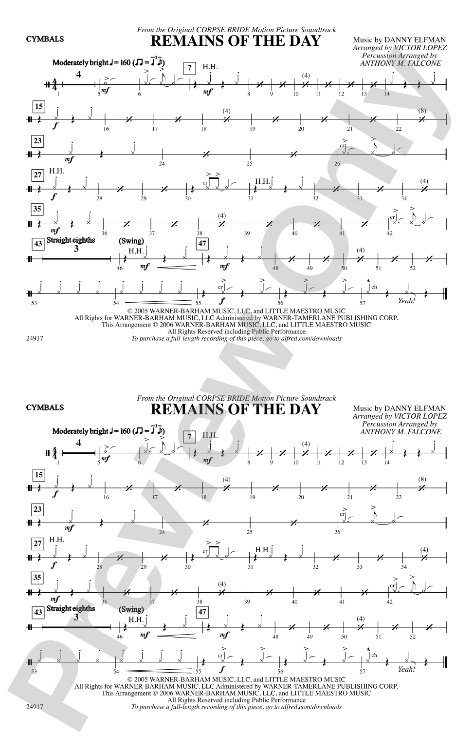 Remains of the Day (from Corpse Bride): Cymbals
