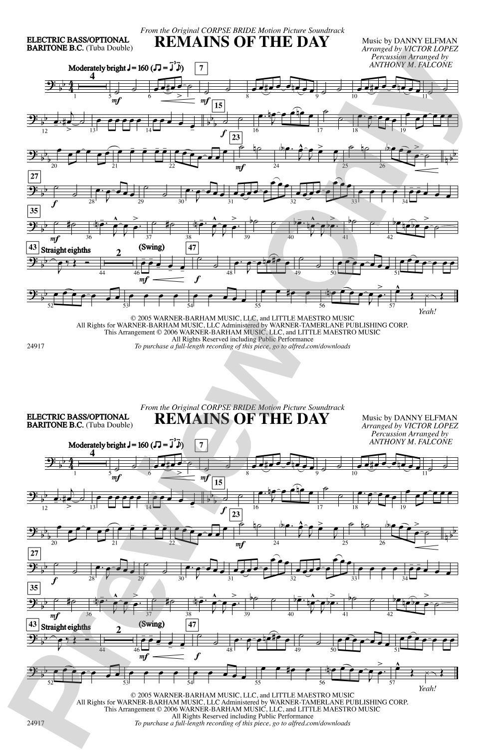 Remains of the Day (from Corpse Bride): Electric Bass