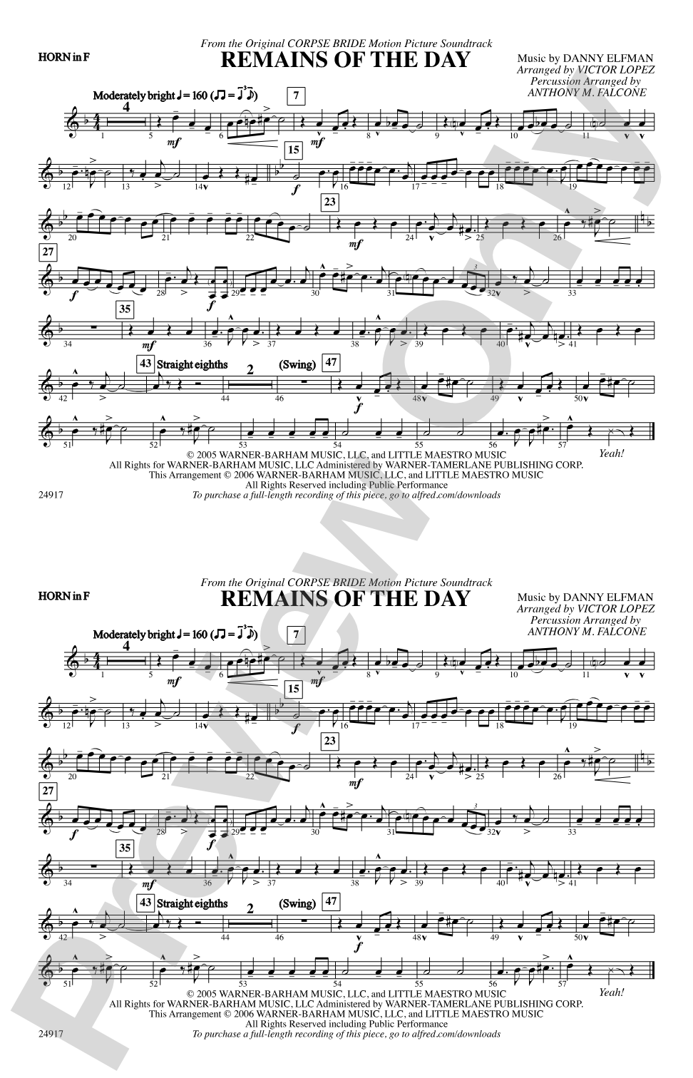 Remains of the Day (from Corpse Bride): 1st F Horn