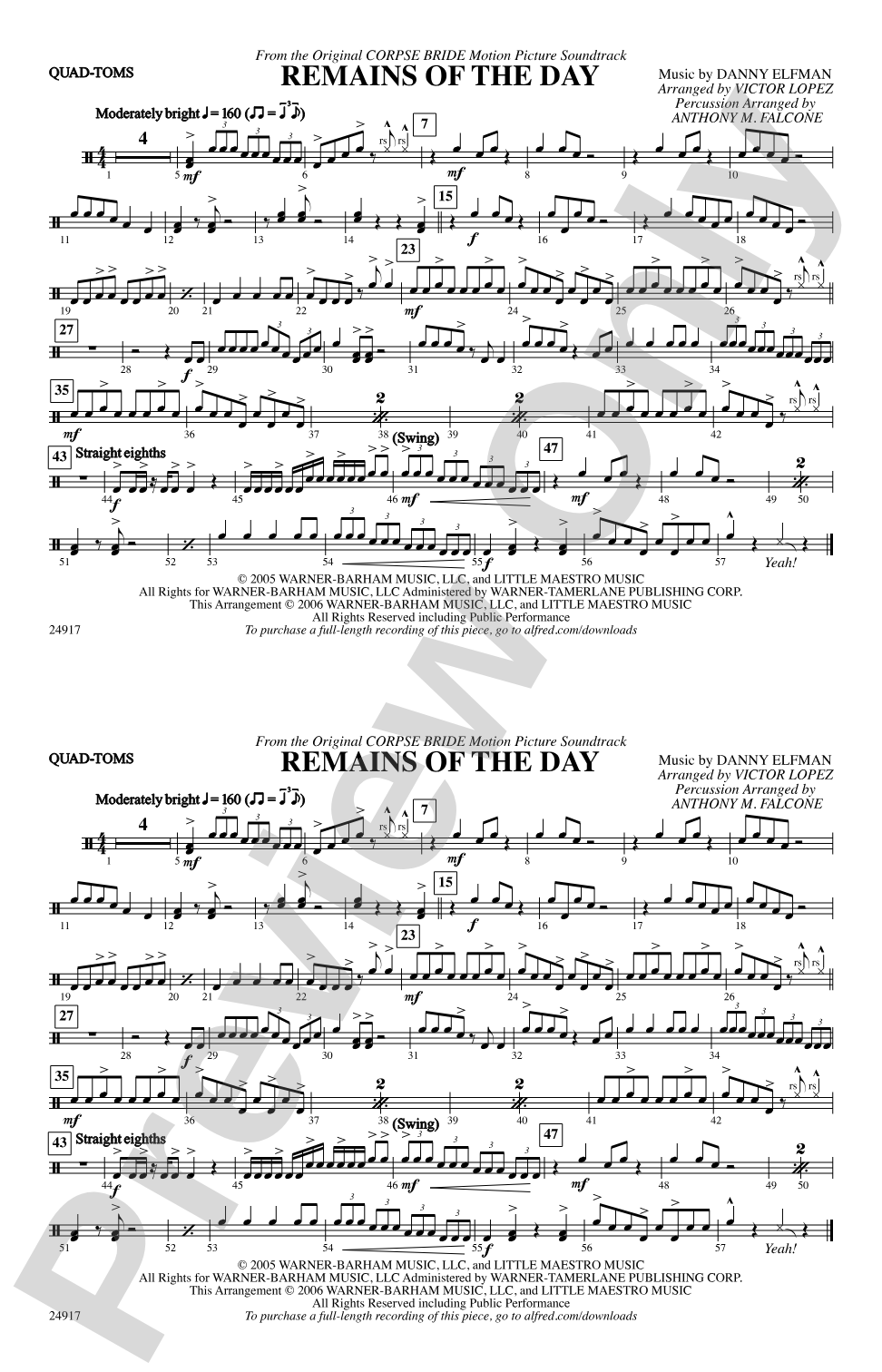 Remains of the Day (from Corpse Bride): Quad-Toms