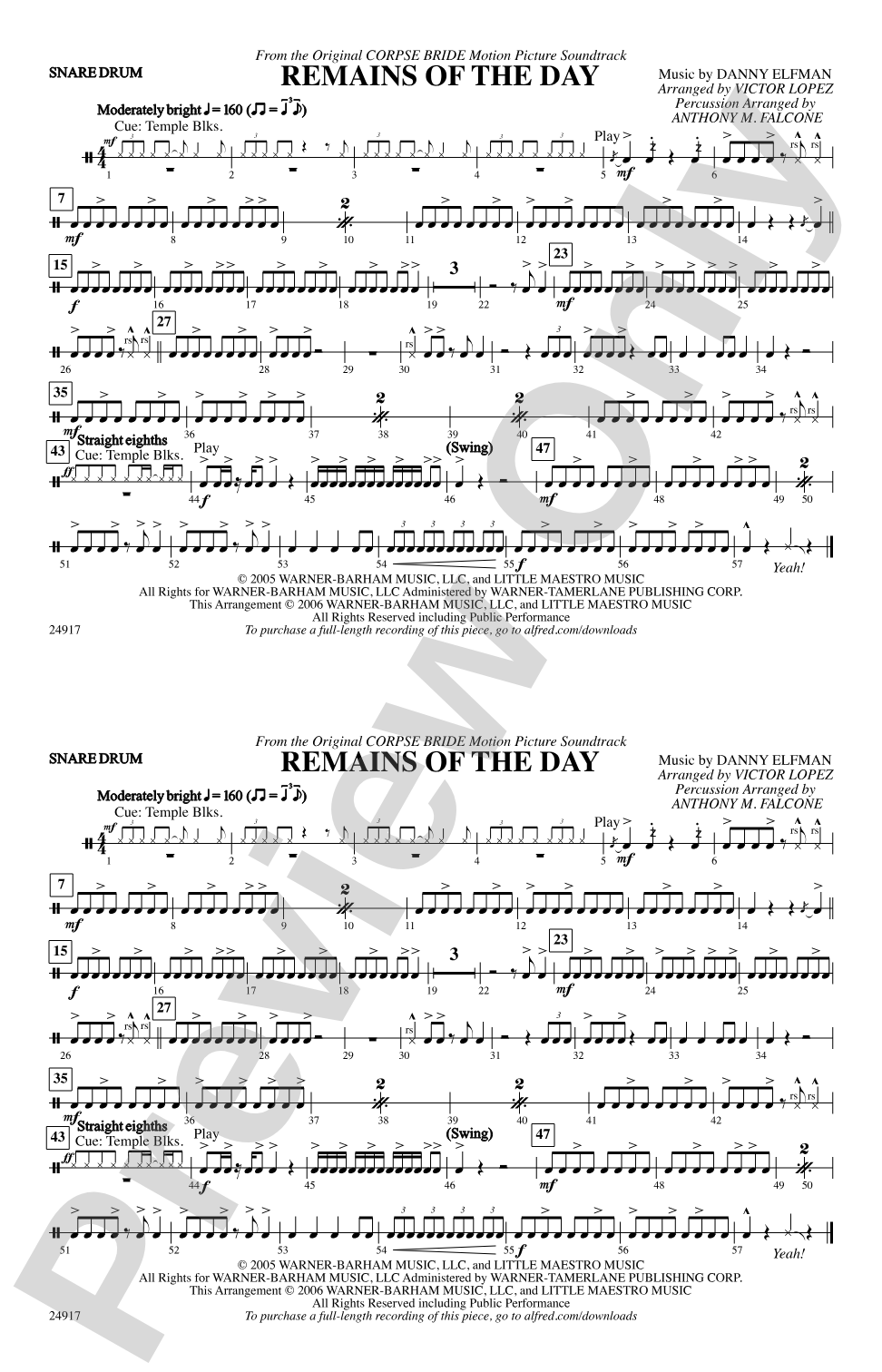 Remains of the Day (from Corpse Bride): Snare Drum