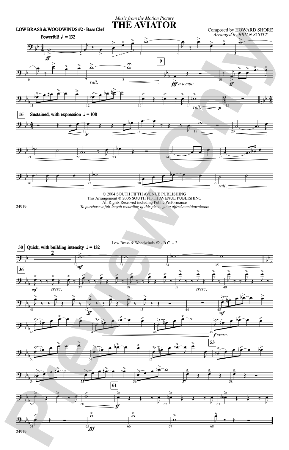 The Aviator: Low Brass & Woodwinds #2 - Bass Clef