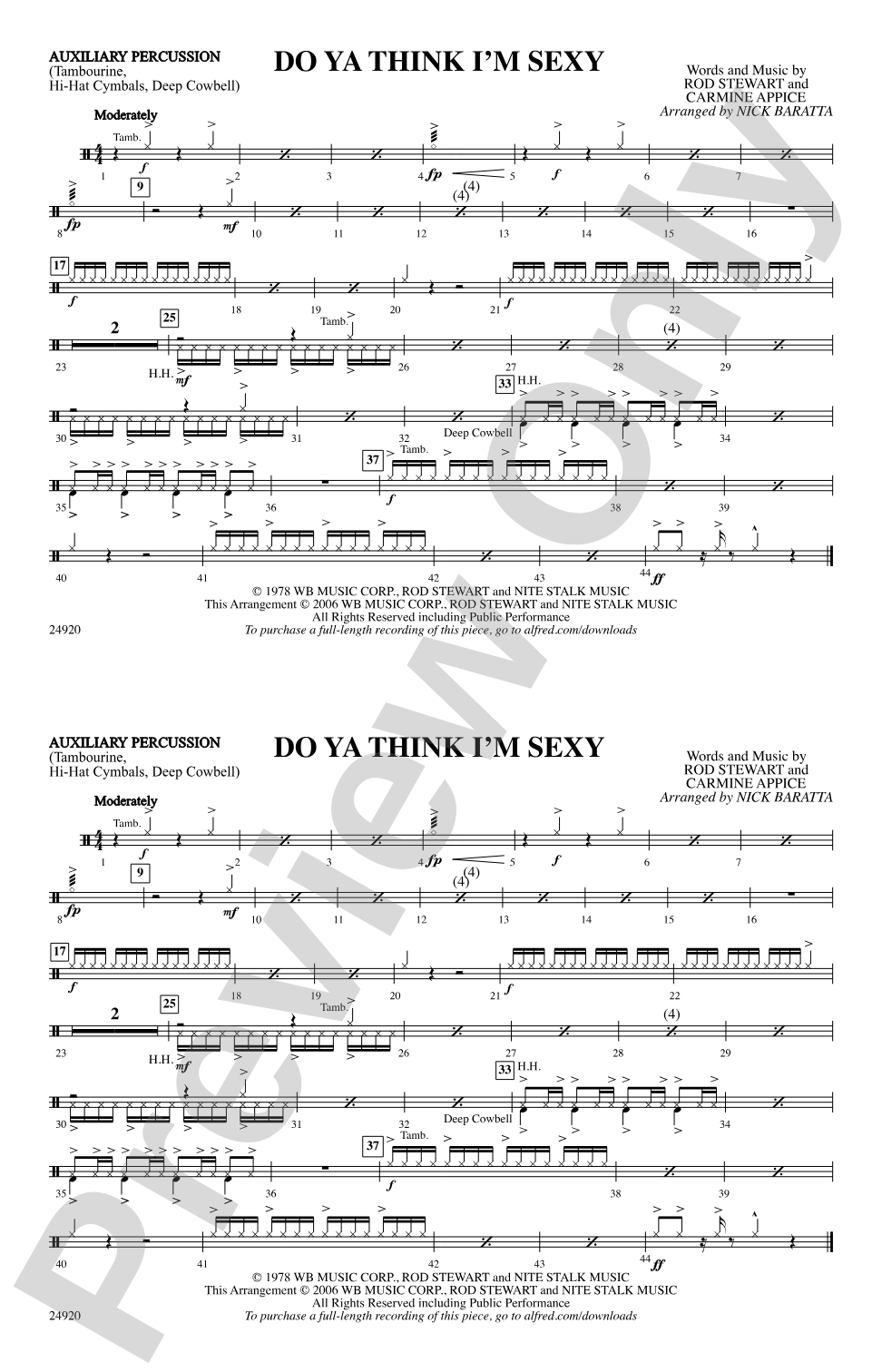 Do Ya Think I'm Sexy?: Auxiliary Percussion