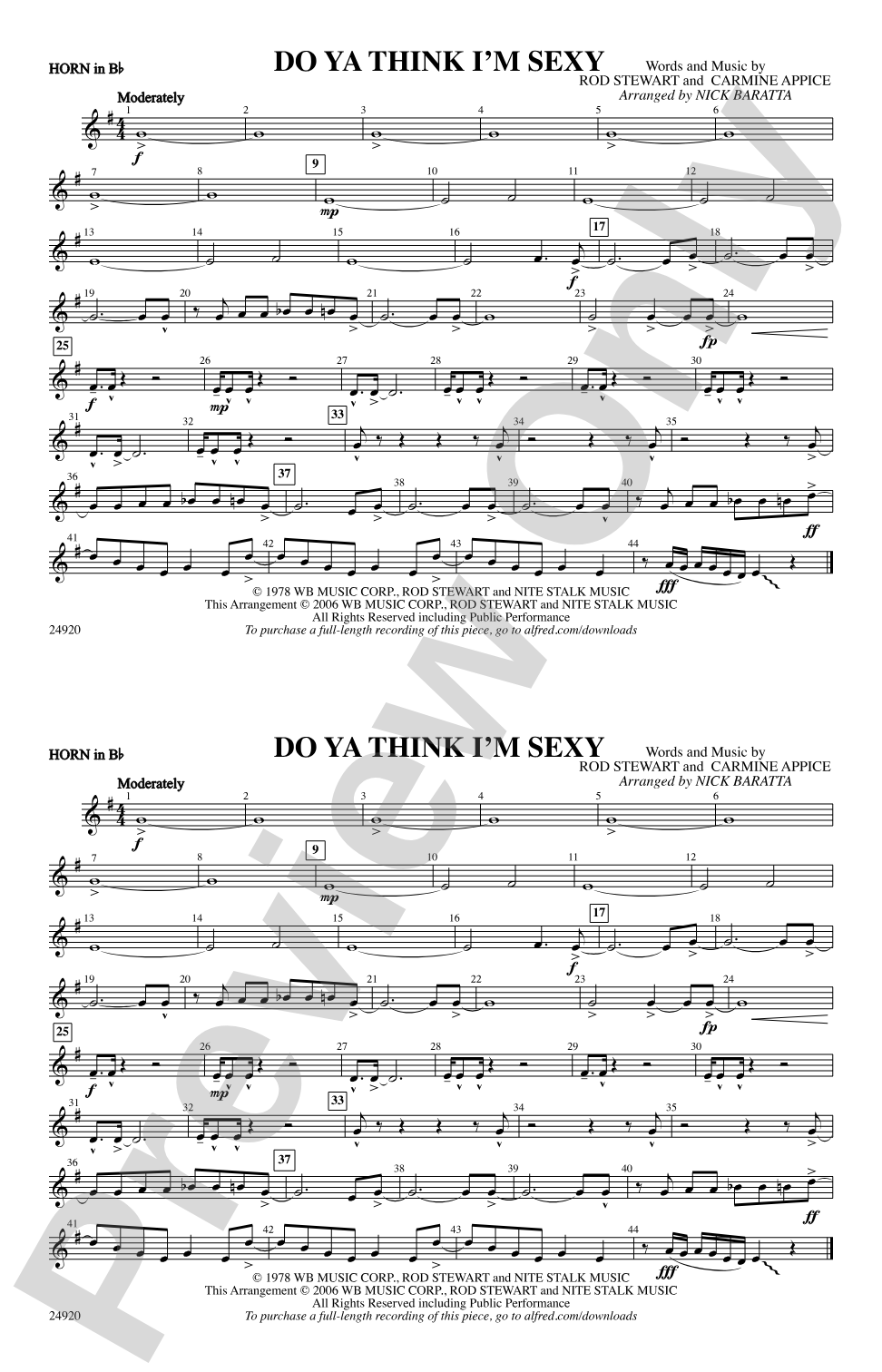 Do Ya Think I'm Sexy?: Horn in B flat