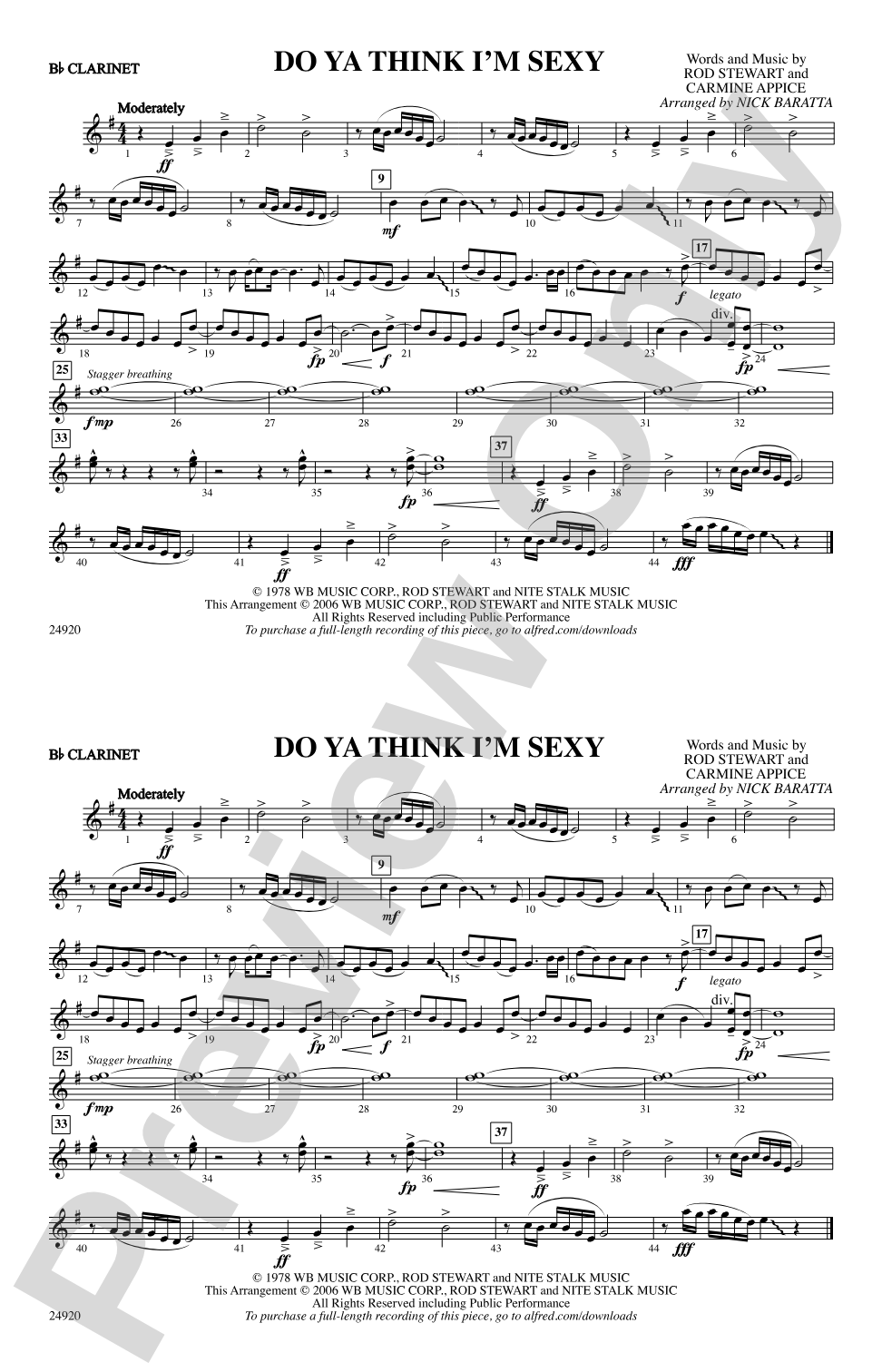 Do Ya Think I'm Sexy?: 1st B-flat Clarinet