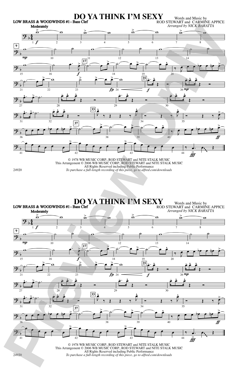 Do Ya Think I'm Sexy?: Low Brass & Woodwinds #1 - Bass Clef