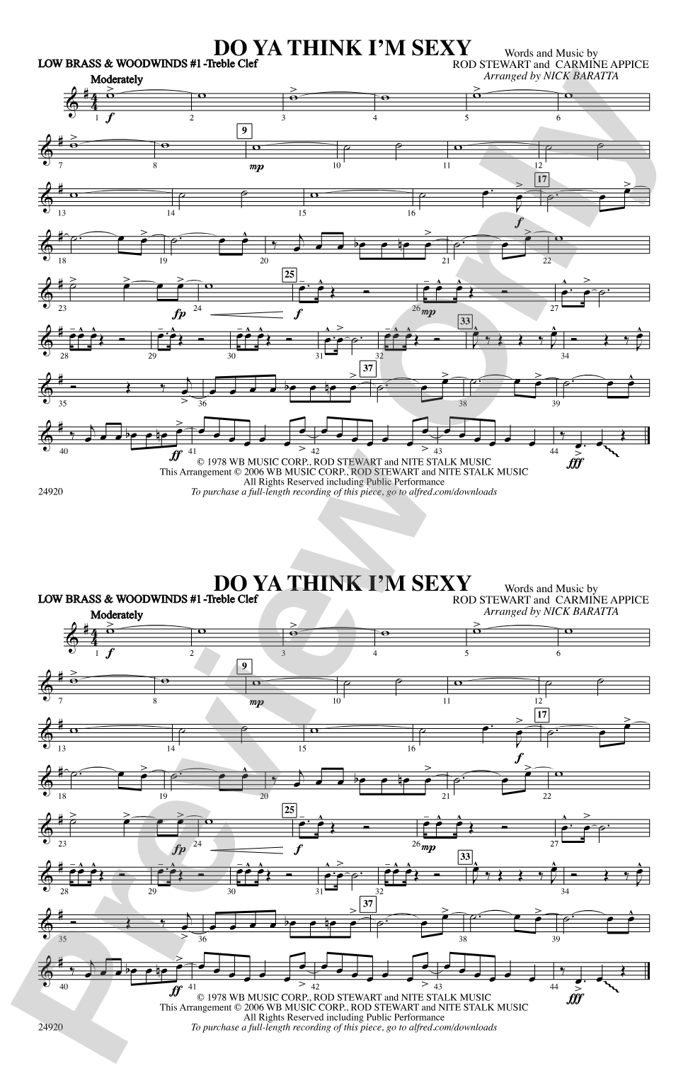 Do Ya Think I'm Sexy?: Low Brass & Woodwinds #1 - Treble Clef
