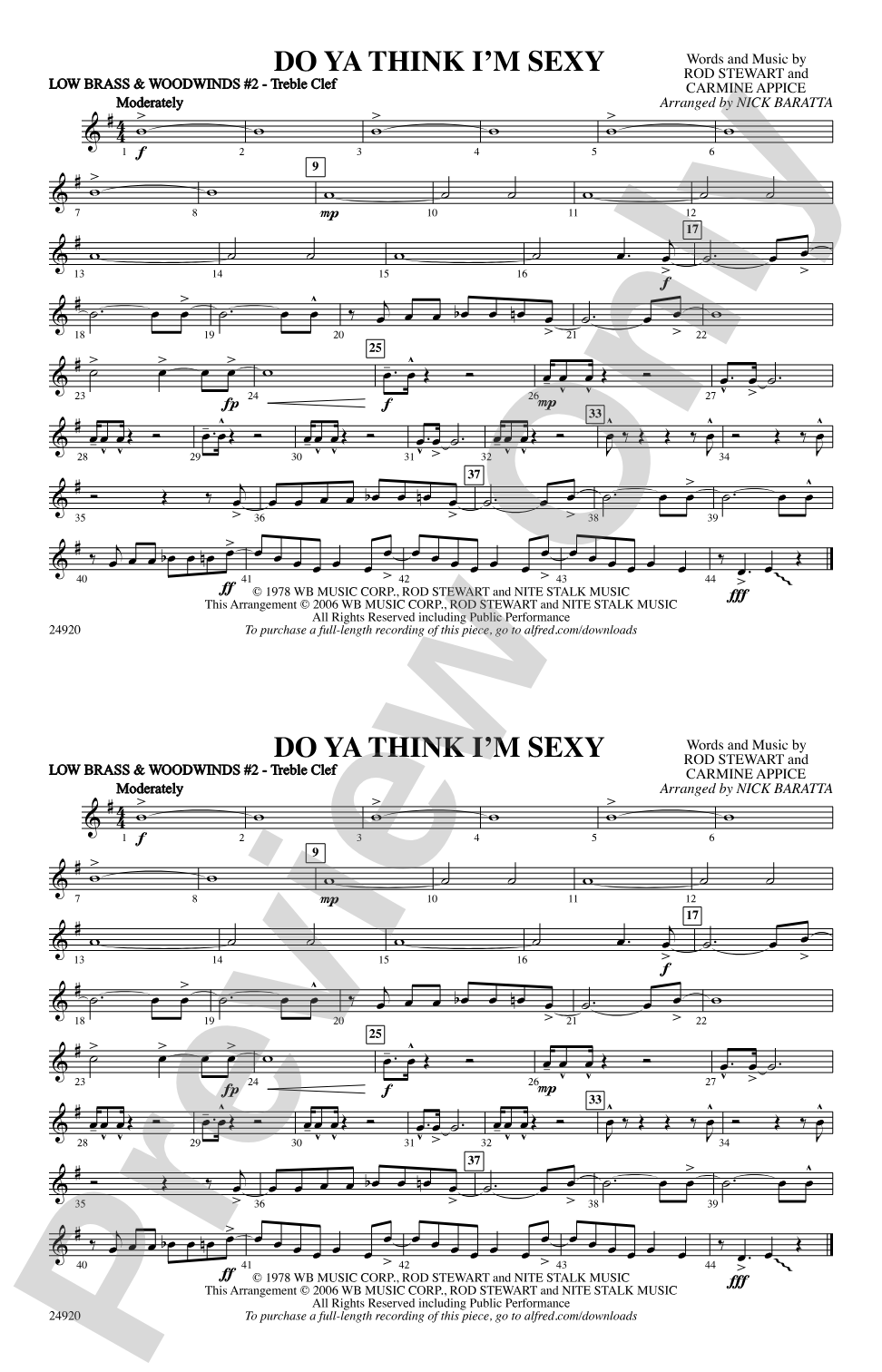 Do Ya Think I'm Sexy?: Low Brass & Woodwinds #2 - Treble Clef