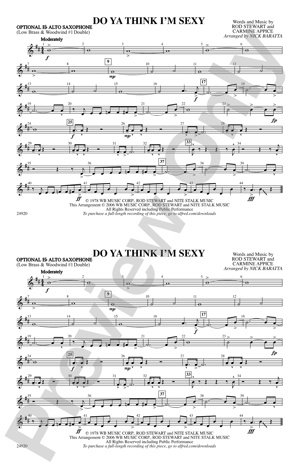 Do Ya Think I'm Sexy?: Optional Alto Sax