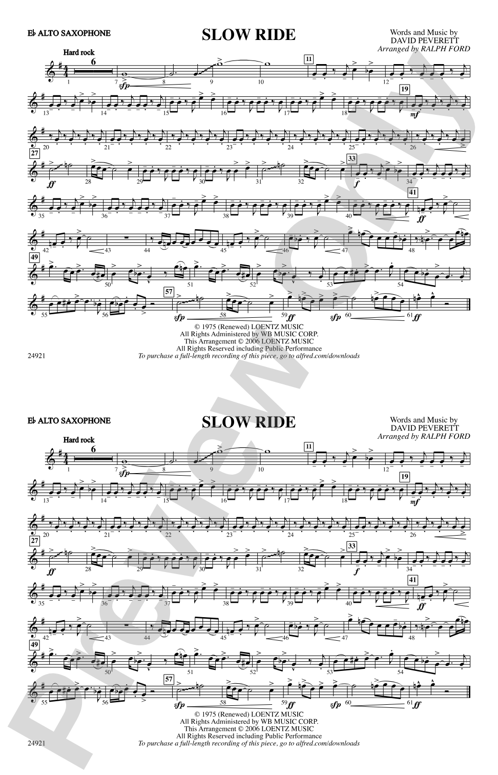 Slow Ride: E-flat Alto Saxophone