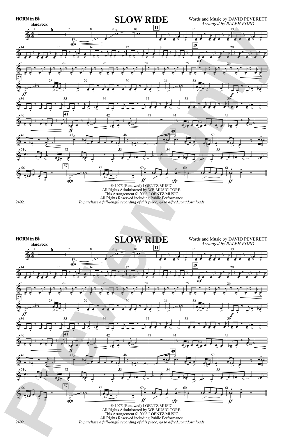 Slow Ride: Horn in B flat