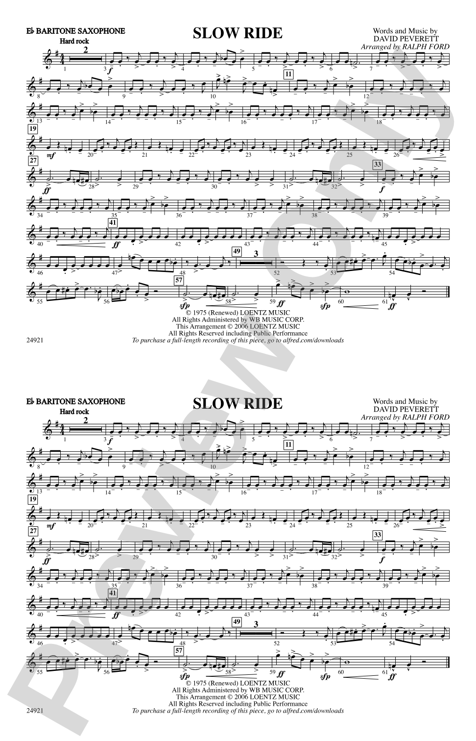 Slow Ride: E-flat Baritone Saxophone