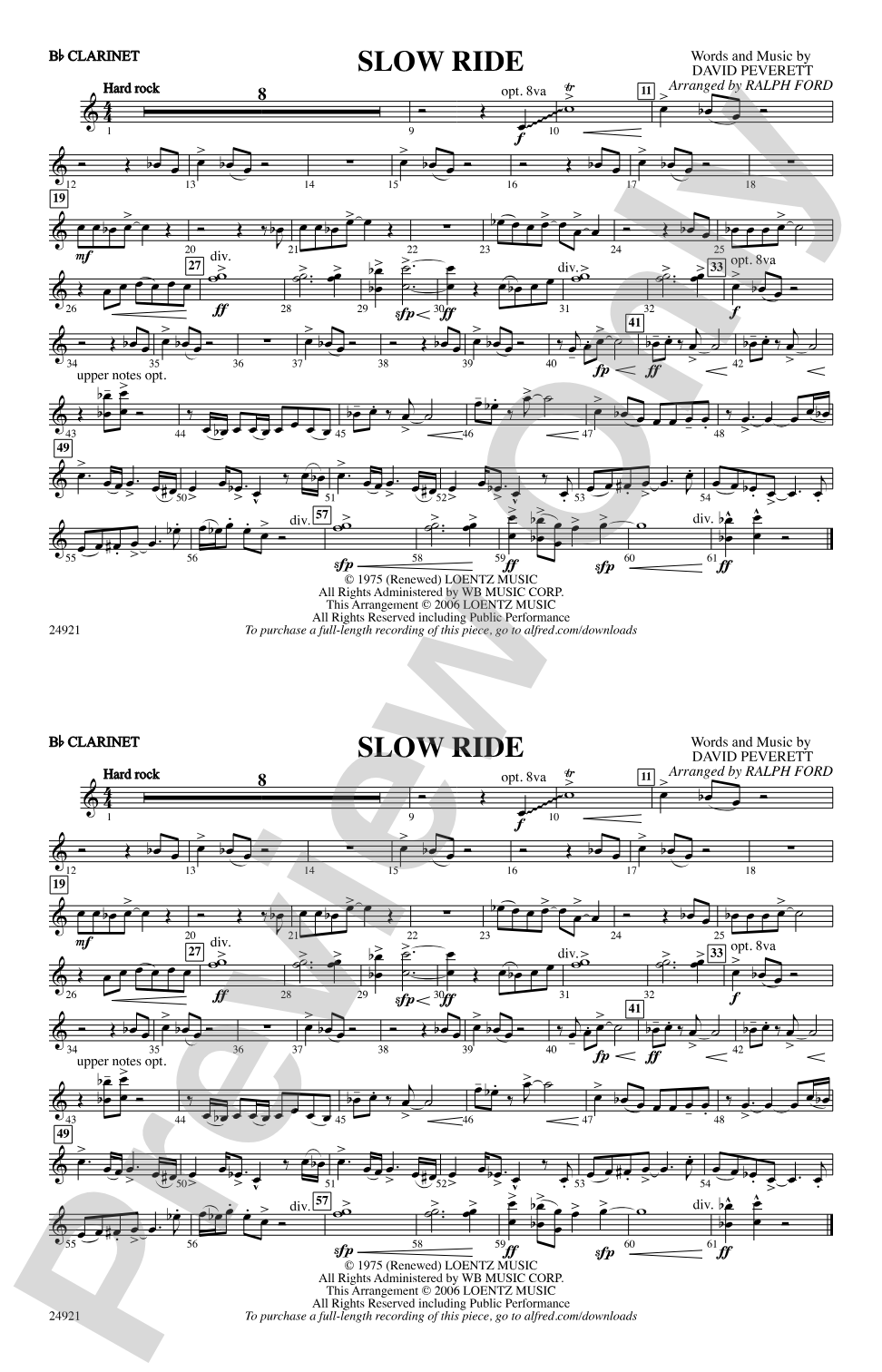 Slow Ride: 1st B-flat Clarinet