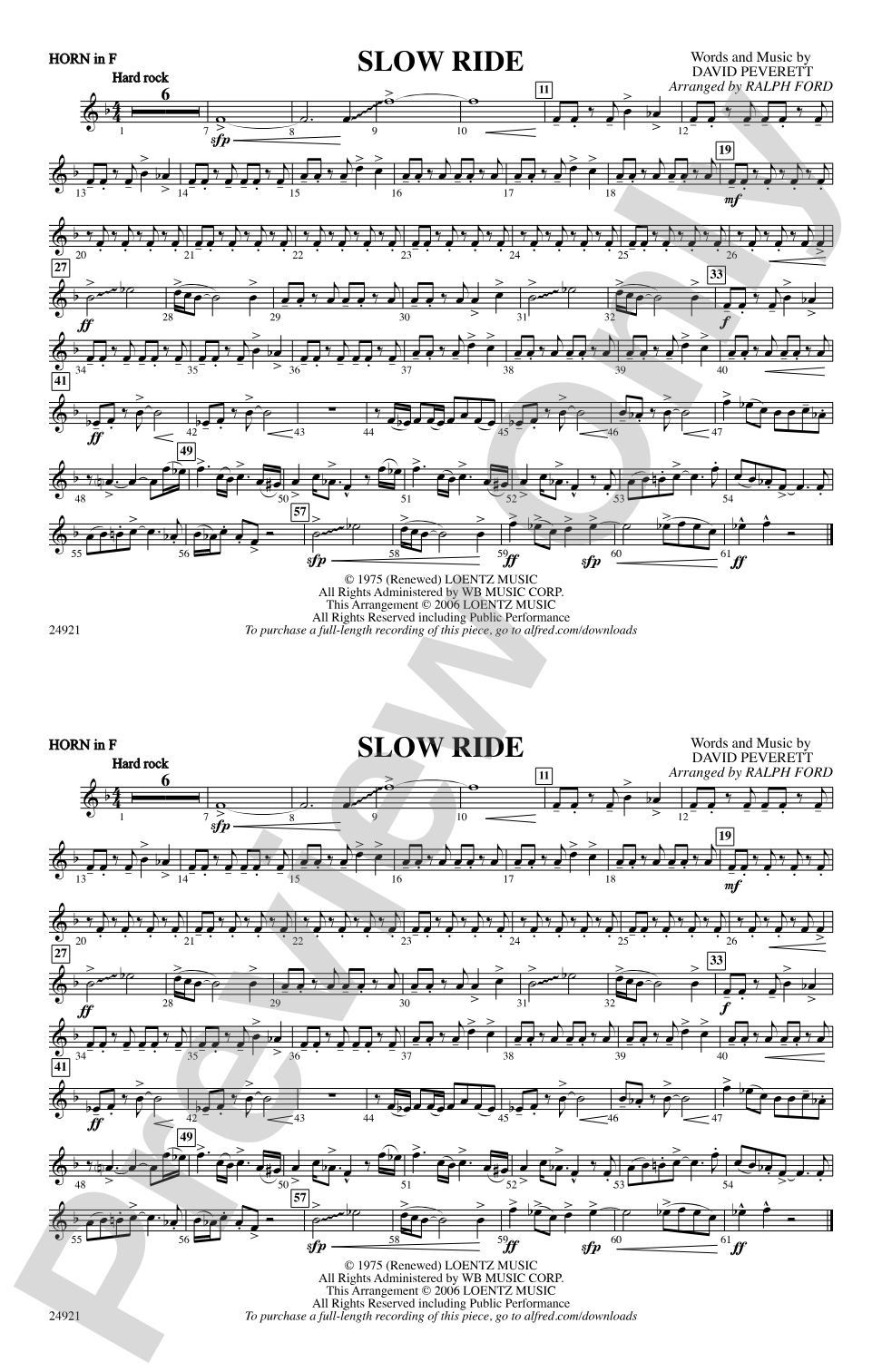 Slow Ride: 1st F Horn
