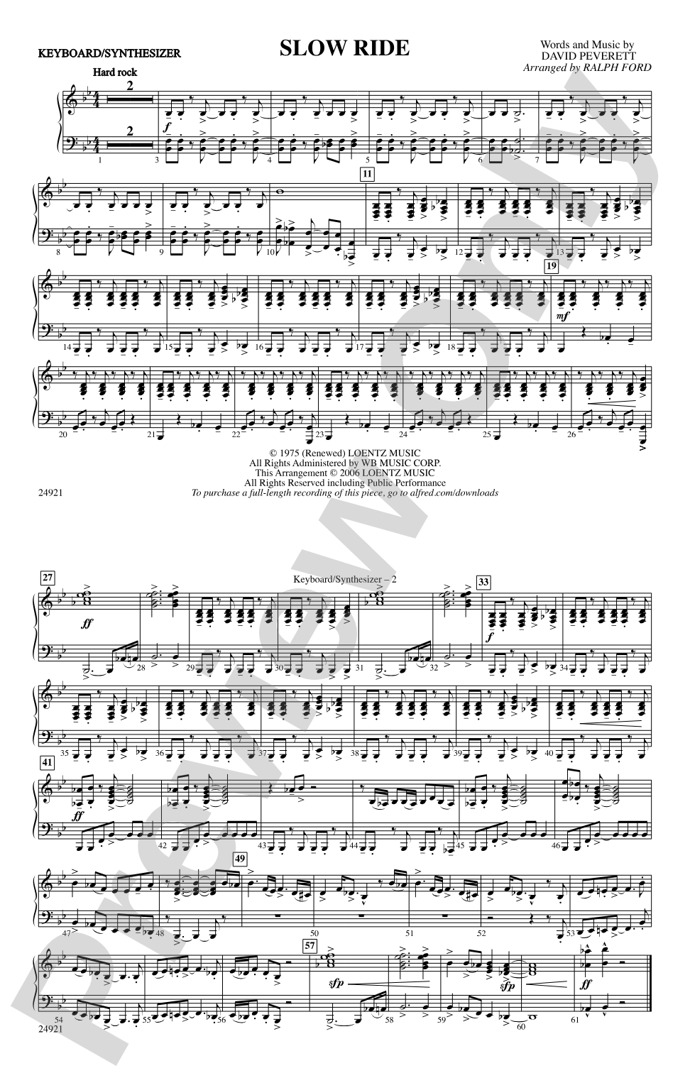 Slow Ride: Keyboard/Synthesizer