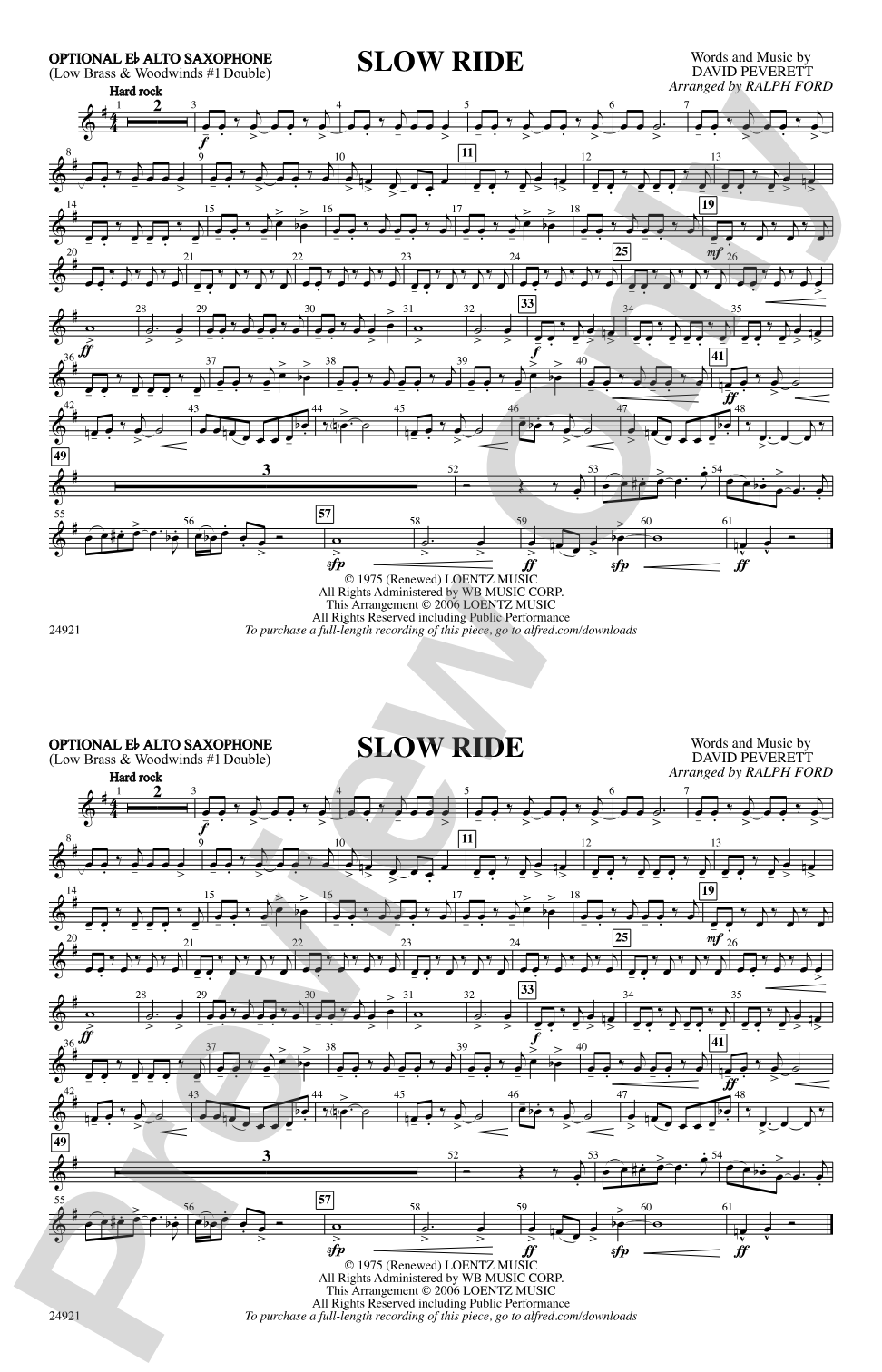 Slow Ride: Optional Alto Sax