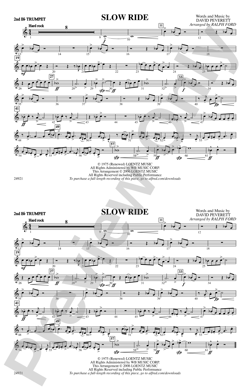 Slow Ride: 2nd B-flat Trumpet