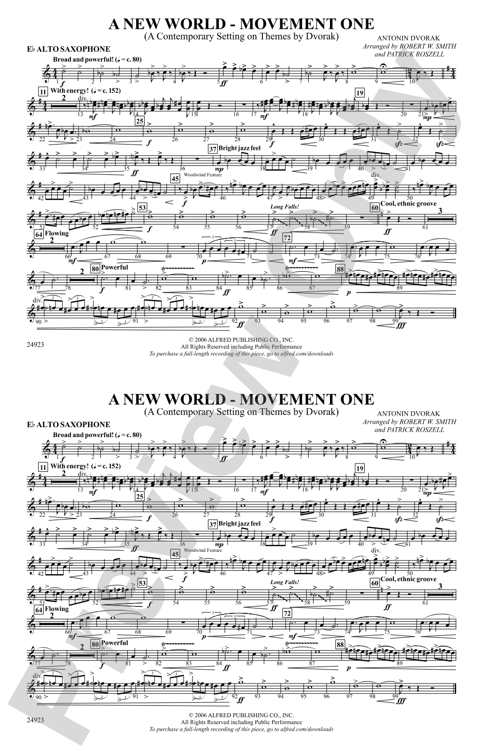 A New World---Movement One: E-flat Alto Saxophone