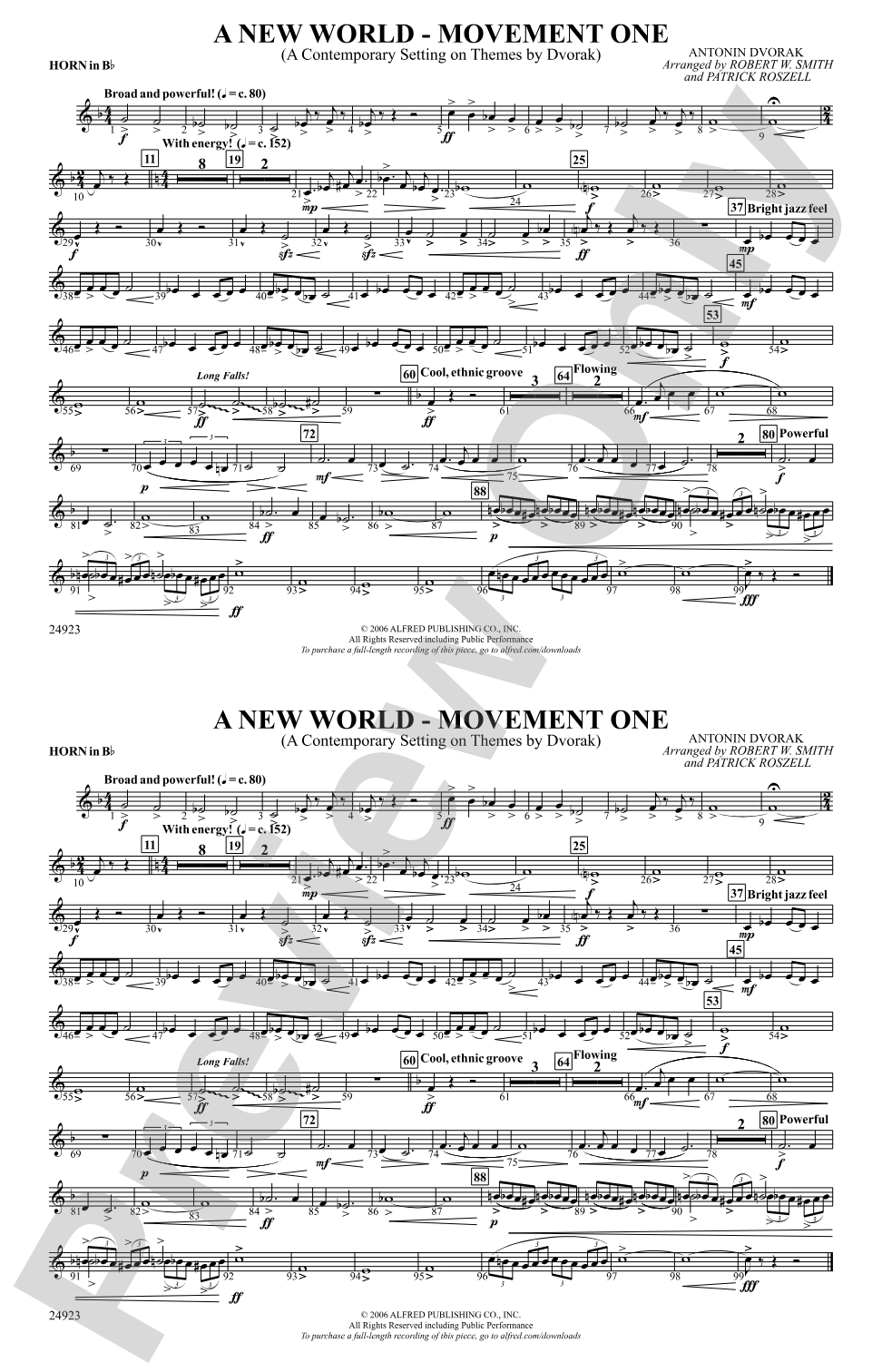 A New World---Movement One: Horn in B flat