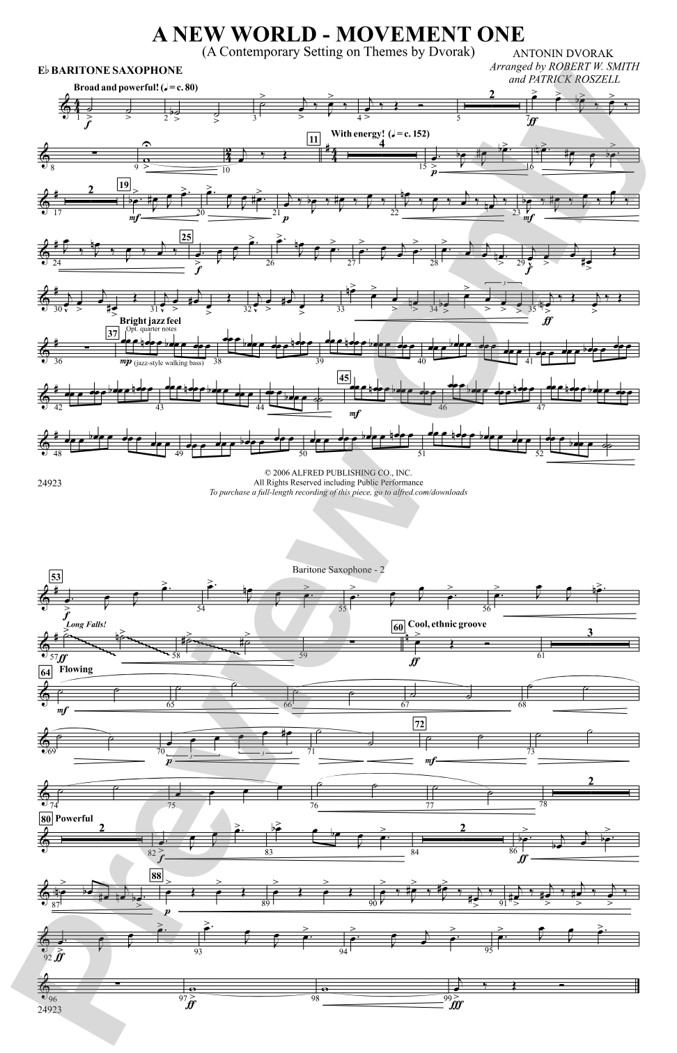 A New World---Movement One: E-flat Baritone Saxophone
