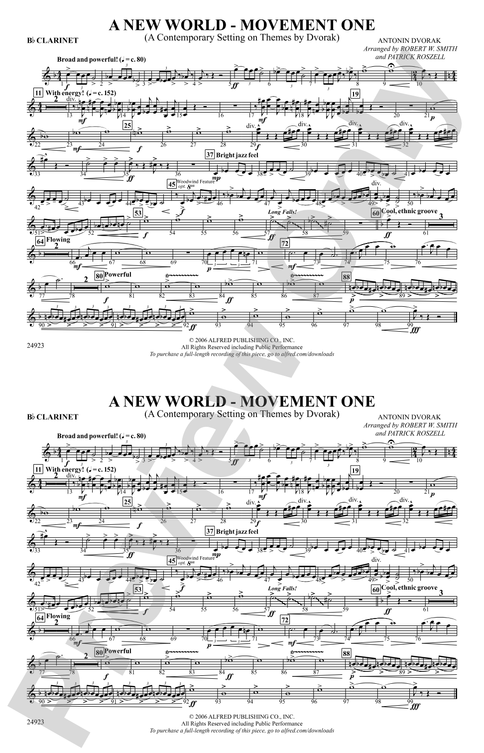 A New World---Movement One: 1st B-flat Clarinet
