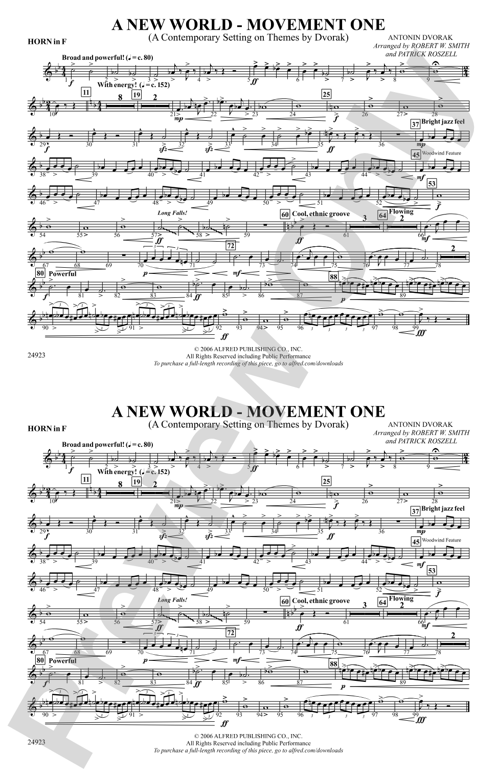 A New World---Movement One: 1st F Horn