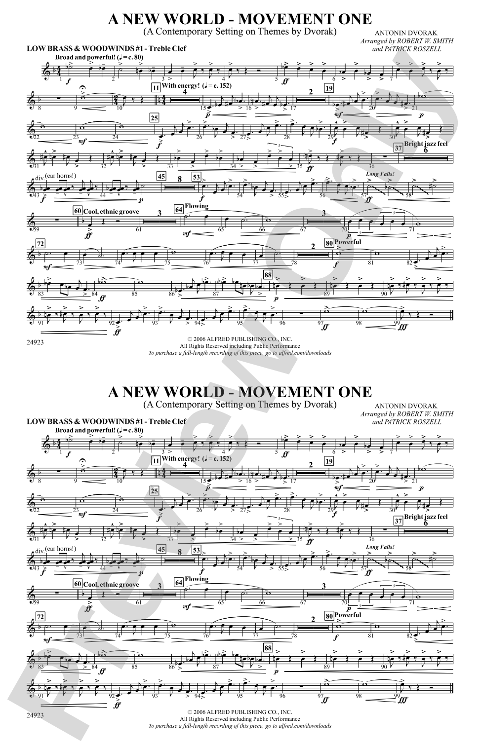 A New World---Movement One: Low Brass & Woodwinds #1 - Treble Clef