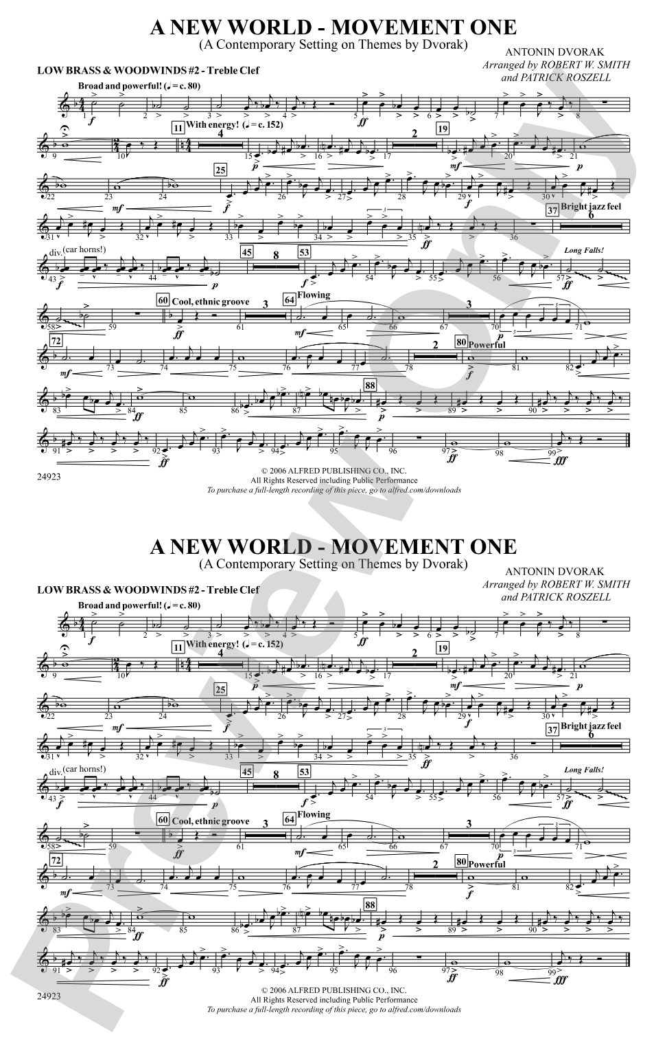 A New World---Movement One: Low Brass & Woodwinds #2 - Treble Clef