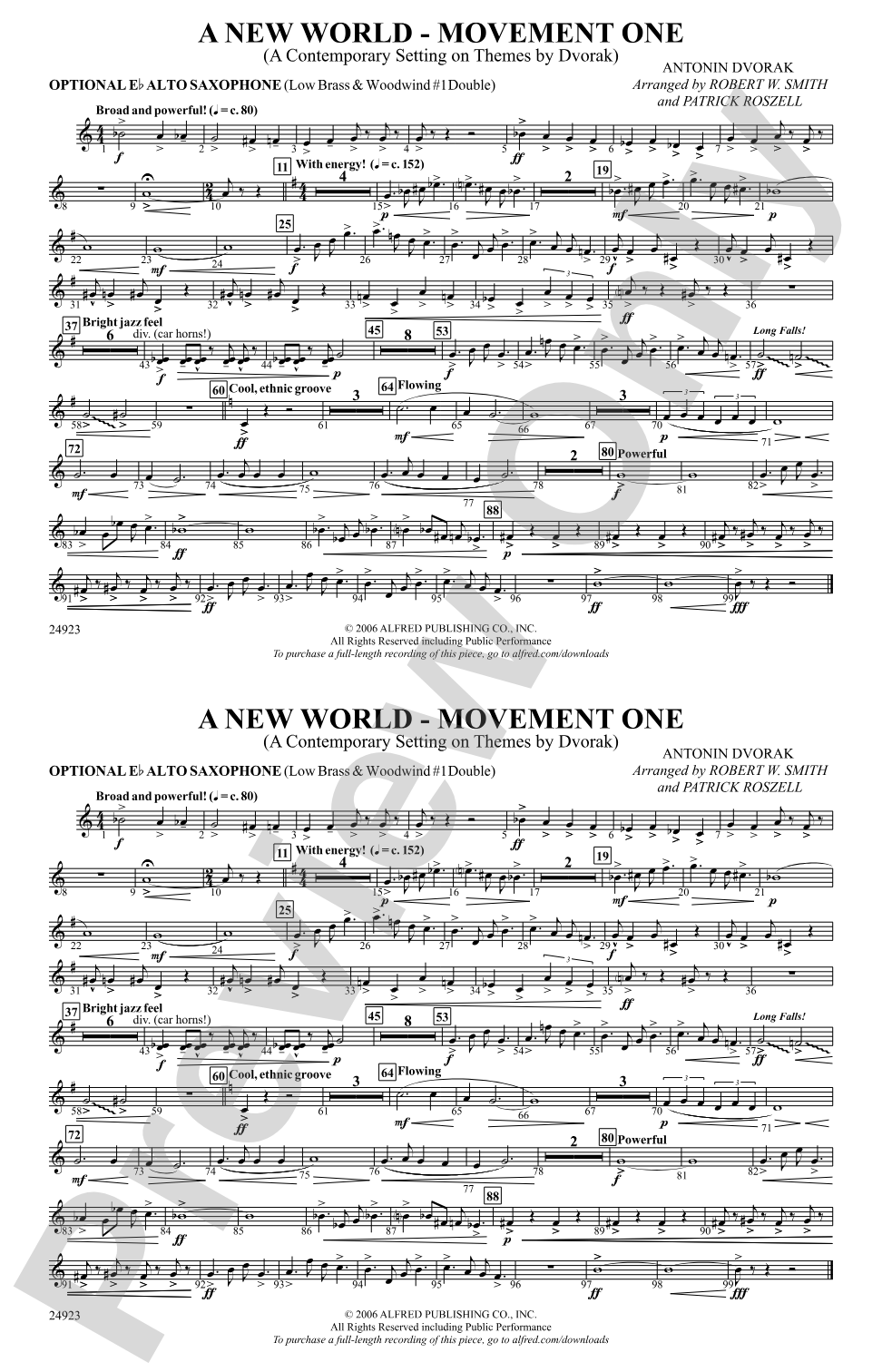 A New World---Movement One: Optional Alto Sax